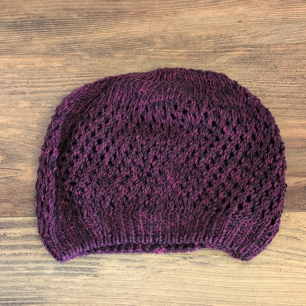 Purple Knit Women's Slouchy Crochet Beanie            C395